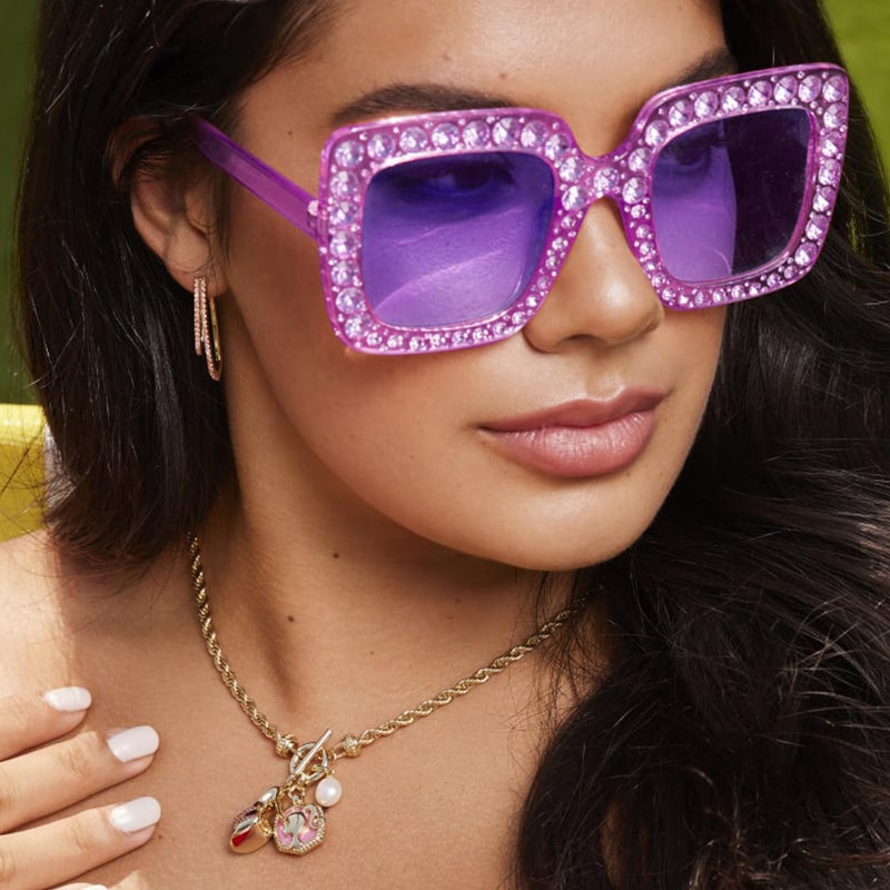 Sunovelties 8 Mixed Purple Style Party Sunglasses Retro Colored Party Favors Bulk Classic Costume Glasses for Women - Image 5